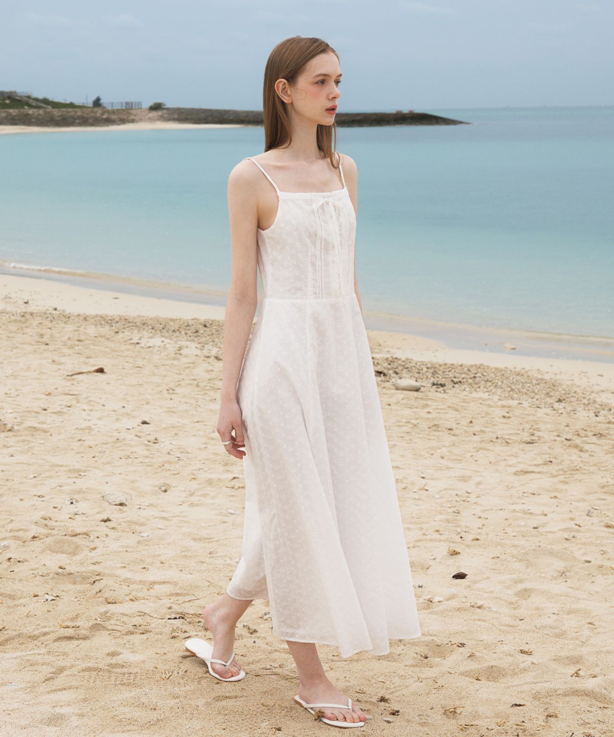 드헤베(DEHEVE) Floral Jacquard Dress [Ivory]