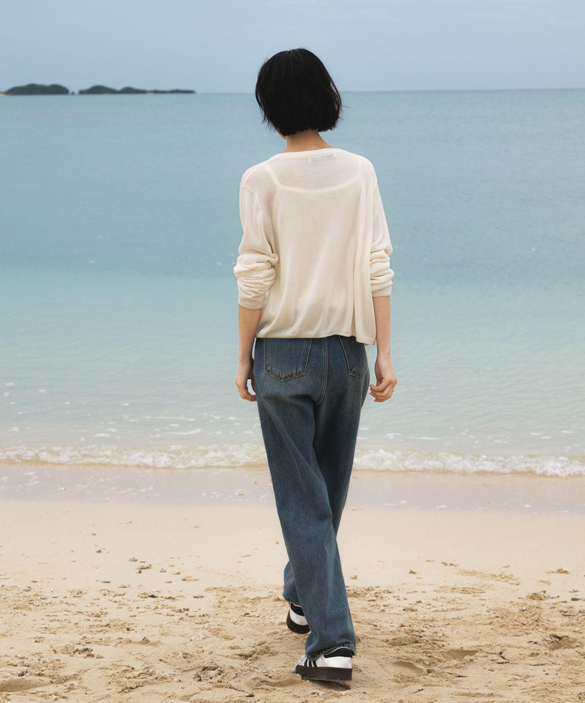 드헤베(DEHEVE) Summer Knit Cardigan Set [Ivory]