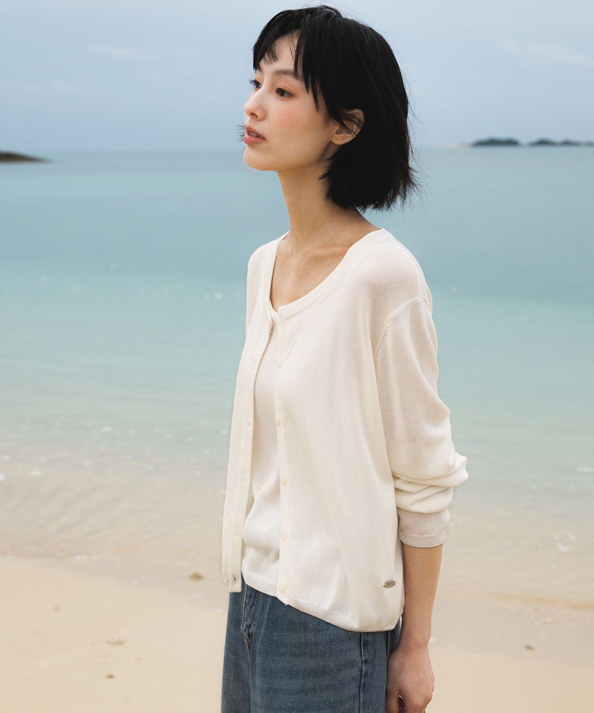 드헤베(DEHEVE) Summer Knit Cardigan Set [Ivory]