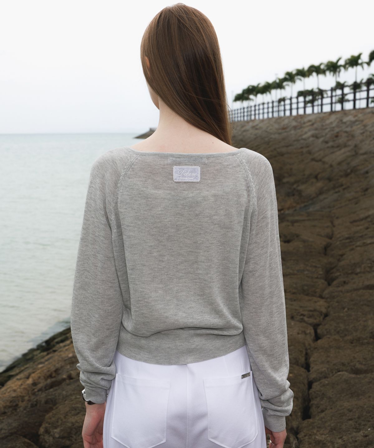 드헤베(DEHEVE) Airy Raglan Cardigan [Gray]