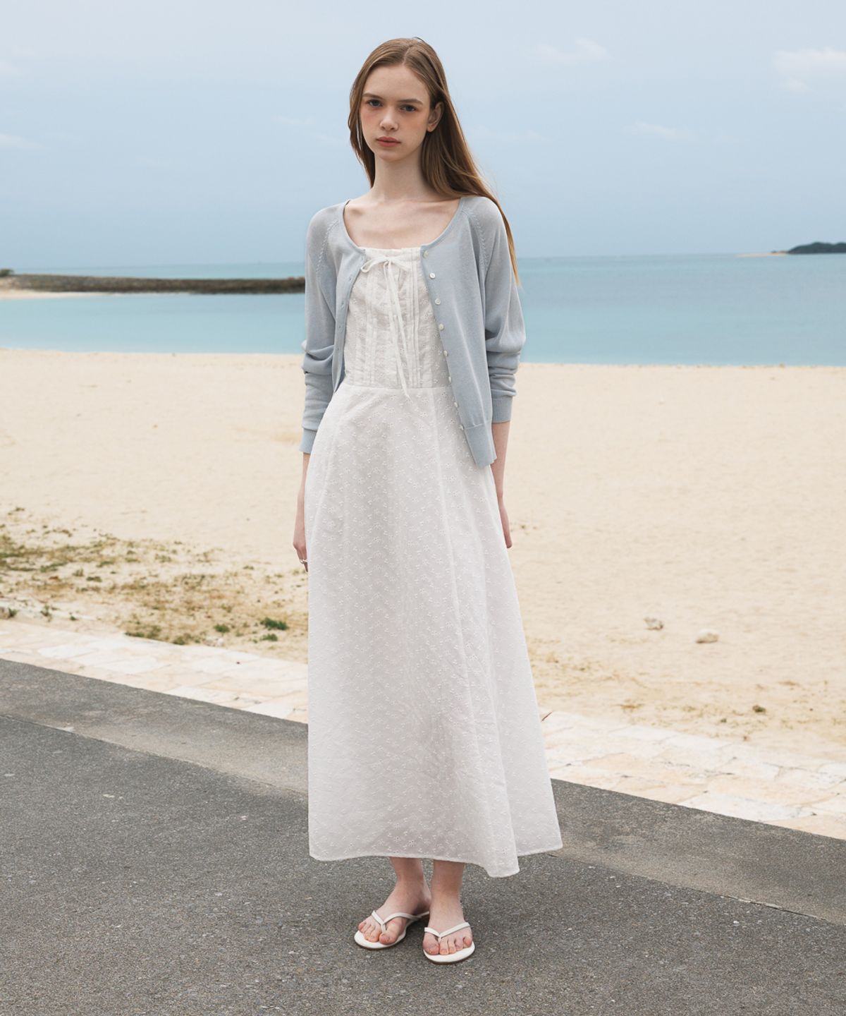 드헤베(DEHEVE) Airy Raglan Cardigan [Sky Blue]