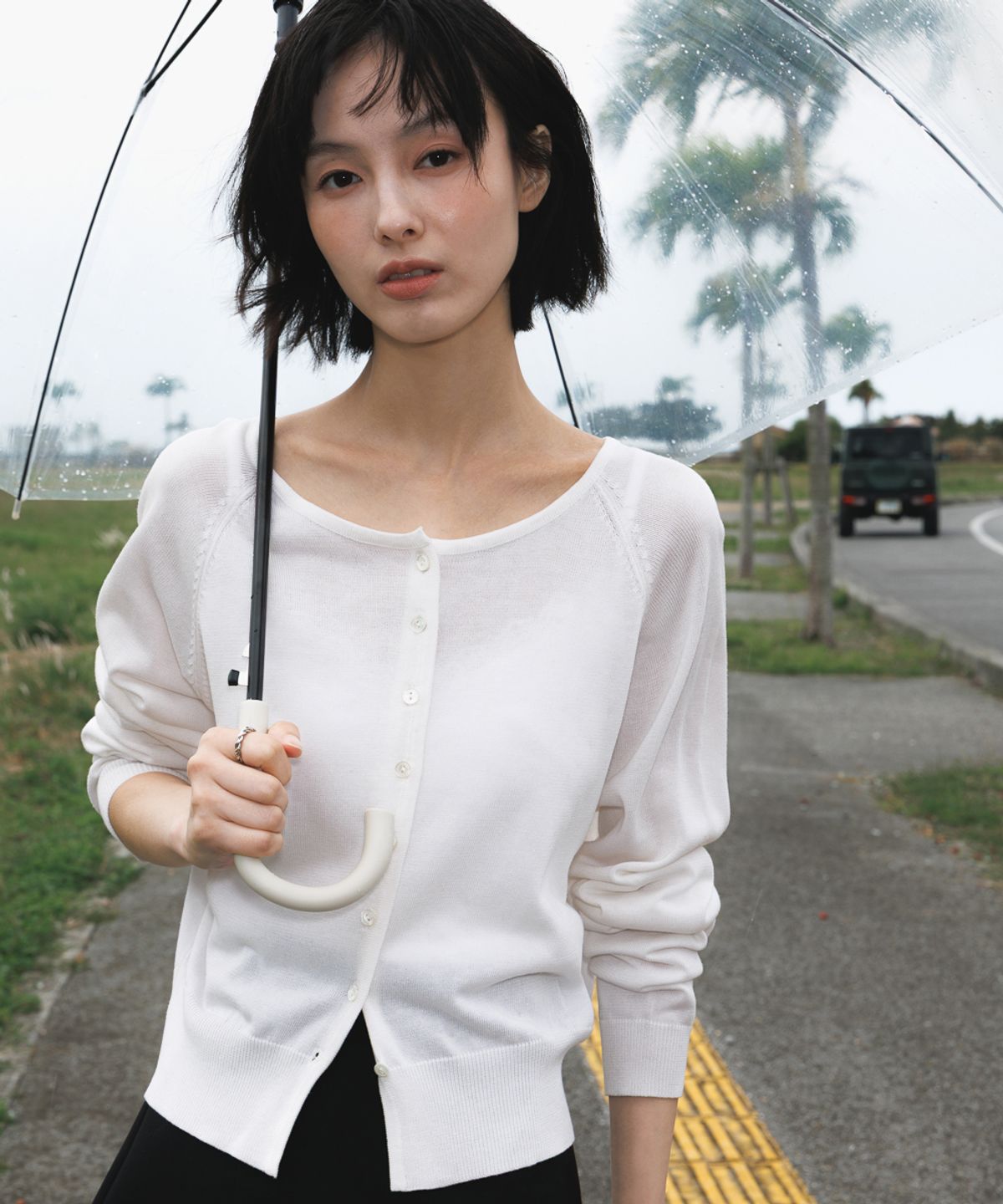 드헤베(DEHEVE) Airy Raglan Cardigan [Ivory]