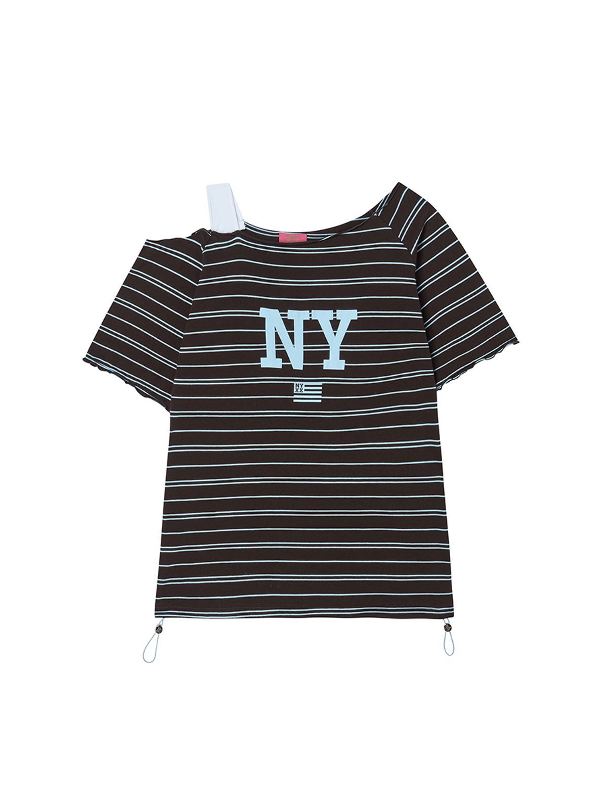 엔와이엑스엑스(NYXX) STRIPE OFF SHOULDER SS CHARCOAL