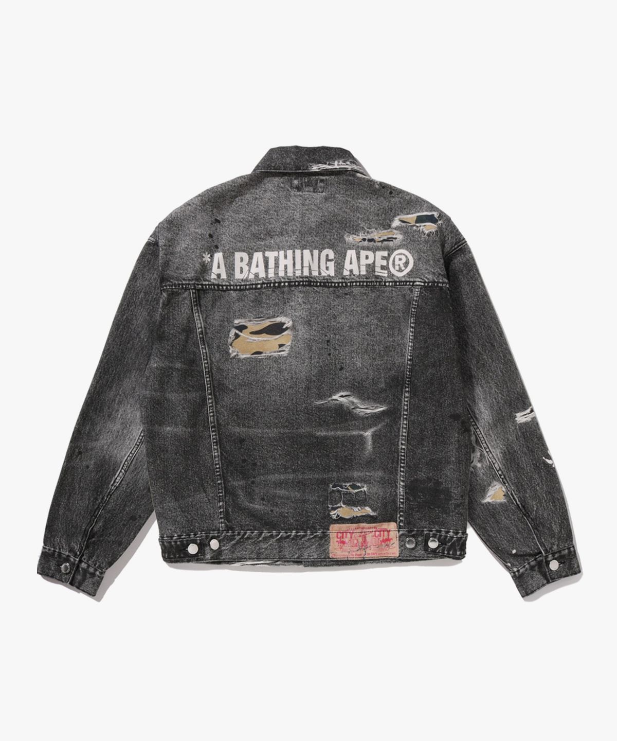 베이프(BAPE) 페이크 프린트 트러커 자켓(M) BLACK