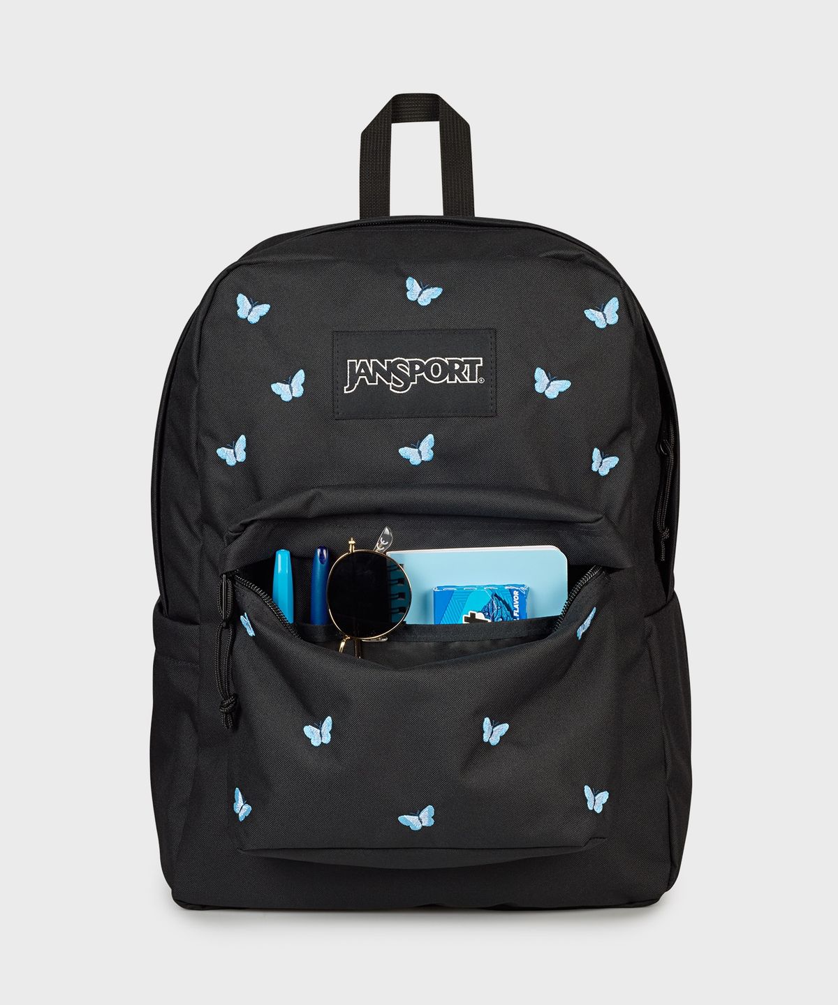 잔스포츠(JANSPORT) 슈퍼브레이크 플러스 랩탑 FX TINY BUTTERFLIES BLACK