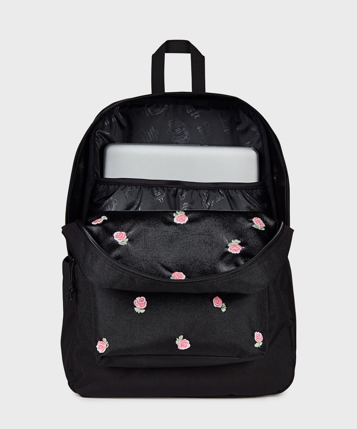 잔스포츠(JANSPORT) 슈퍼브레이크 플러스 랩탑 FX JUST A ROSE EMBROIDERY BLACK