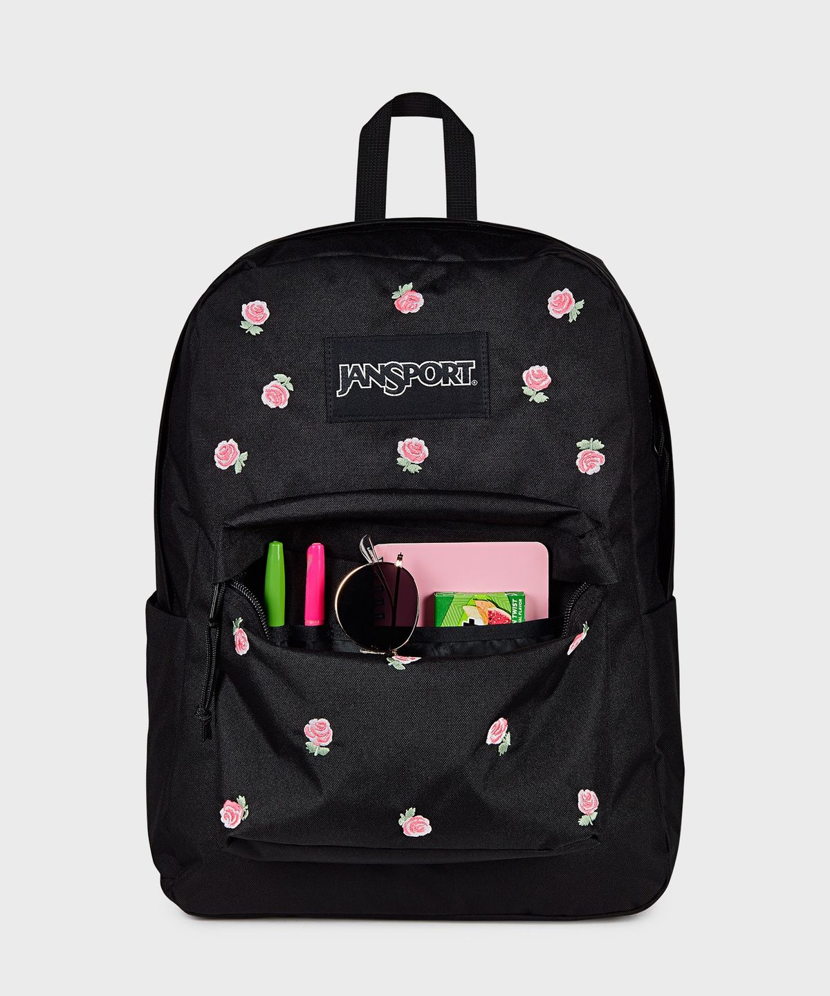 잔스포츠(JANSPORT) 슈퍼브레이크 플러스 랩탑 FX JUST A ROSE EMBROIDERY BLACK
