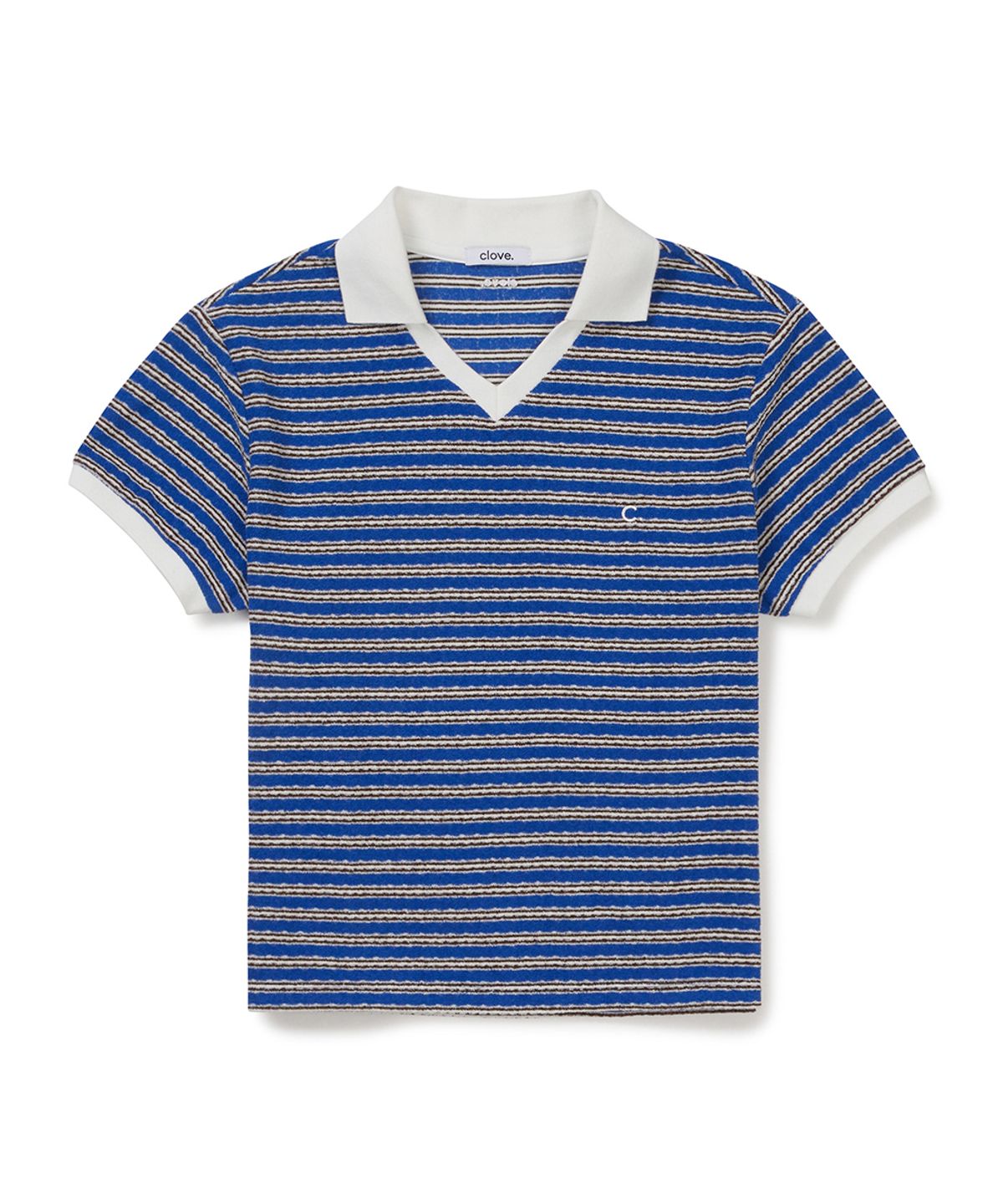 클로브(CLOVE) [26SM clove] Multi Stripe Terry Polo Shirt (Blue)
