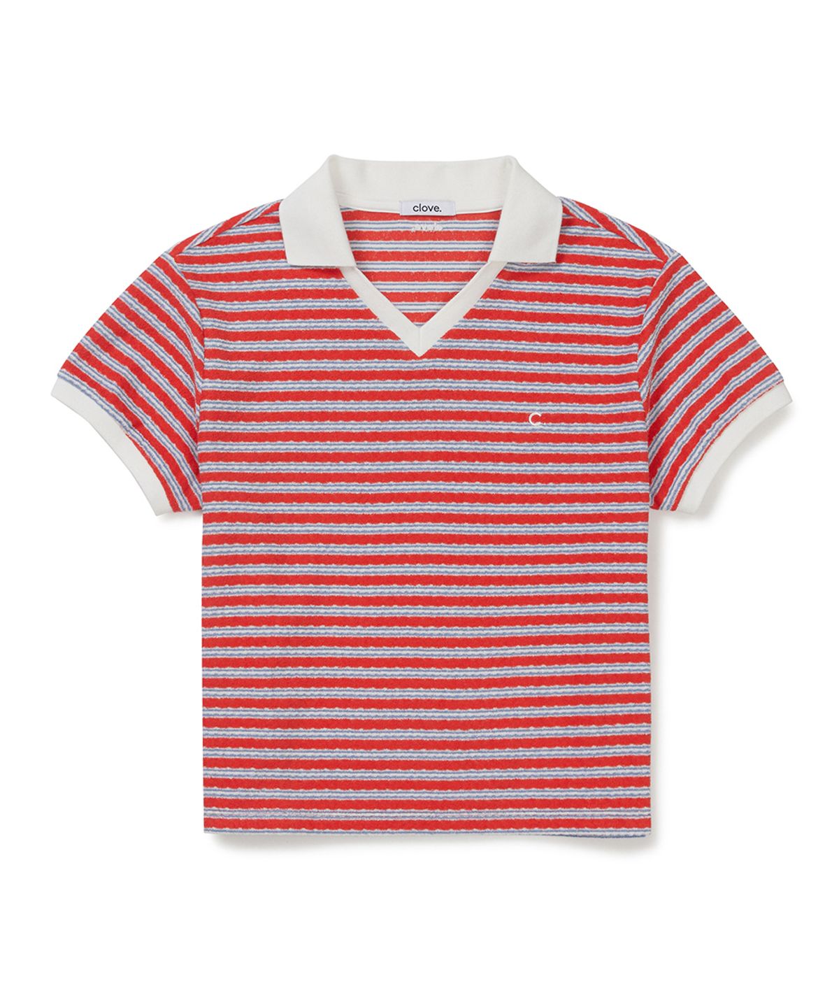 클로브(CLOVE) [26SM clove] Multi Stripe Terry Polo Shirt (Red)