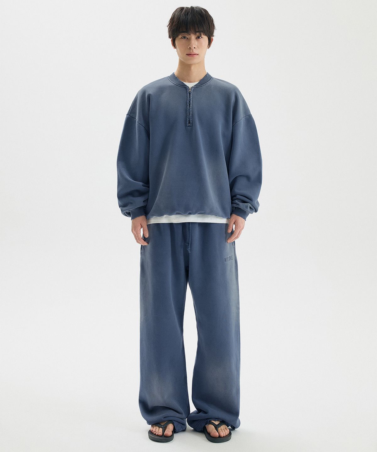 마티레(MTTIRÉ) VTG WASHED STRAIGHT SWEAT PANTS / NAVY