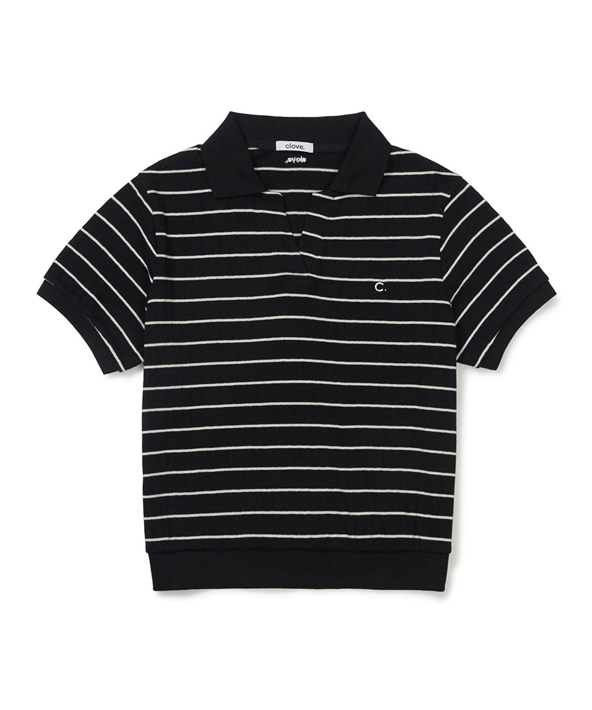 클로브(CLOVE) [26SM clove] Stripe Logo Polo Shirt (Black)