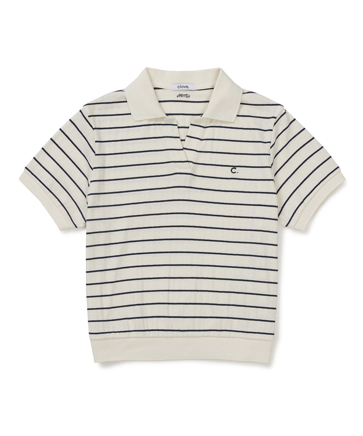 클로브(CLOVE) [26SM clove] Stripe Logo Polo Shirt (Ivory)