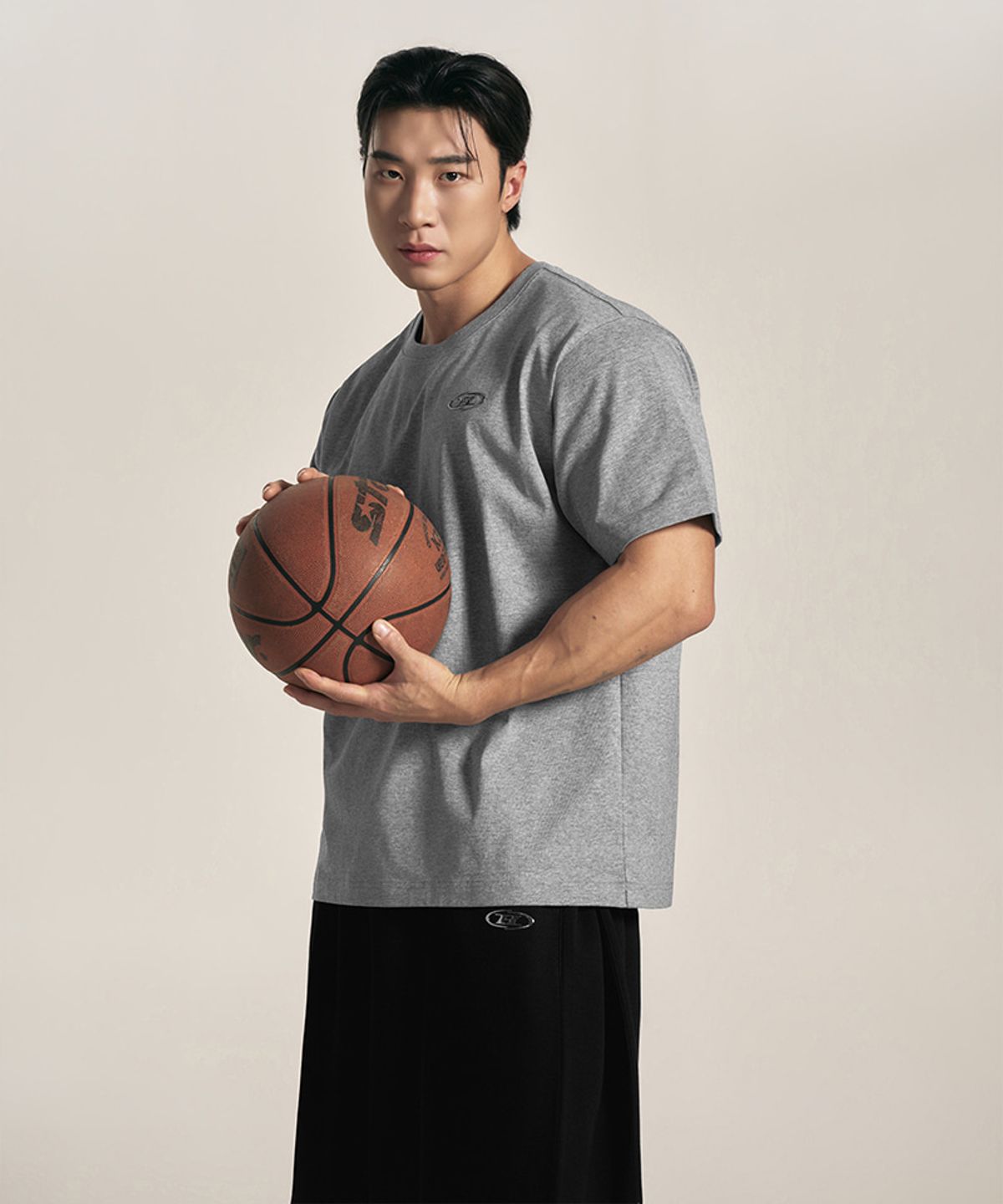 본투윈(BORN TO WIN) SILVER B BASIC T-SHIRTS [MELANGE GREY]