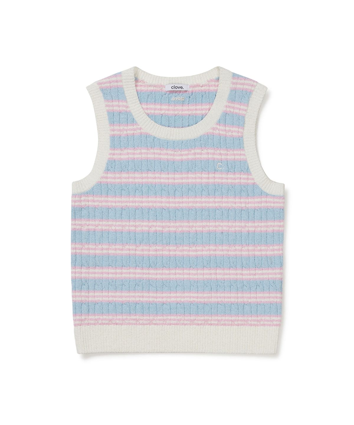 클로브(CLOVE) [26SM clove] Boucle Stripe Knit Vest (Pink)