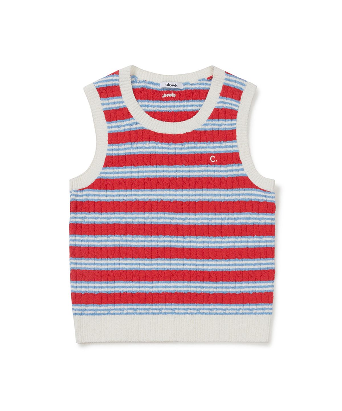 클로브(CLOVE) [26SM clove] Boucle Stripe Knit Vest (Red)