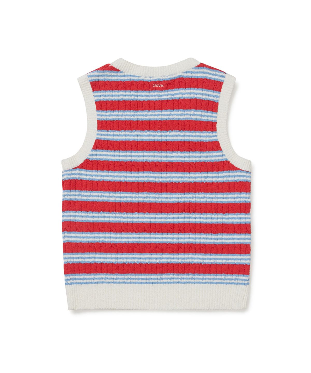클로브(CLOVE) [26SM clove] Boucle Stripe Knit Vest (Red)