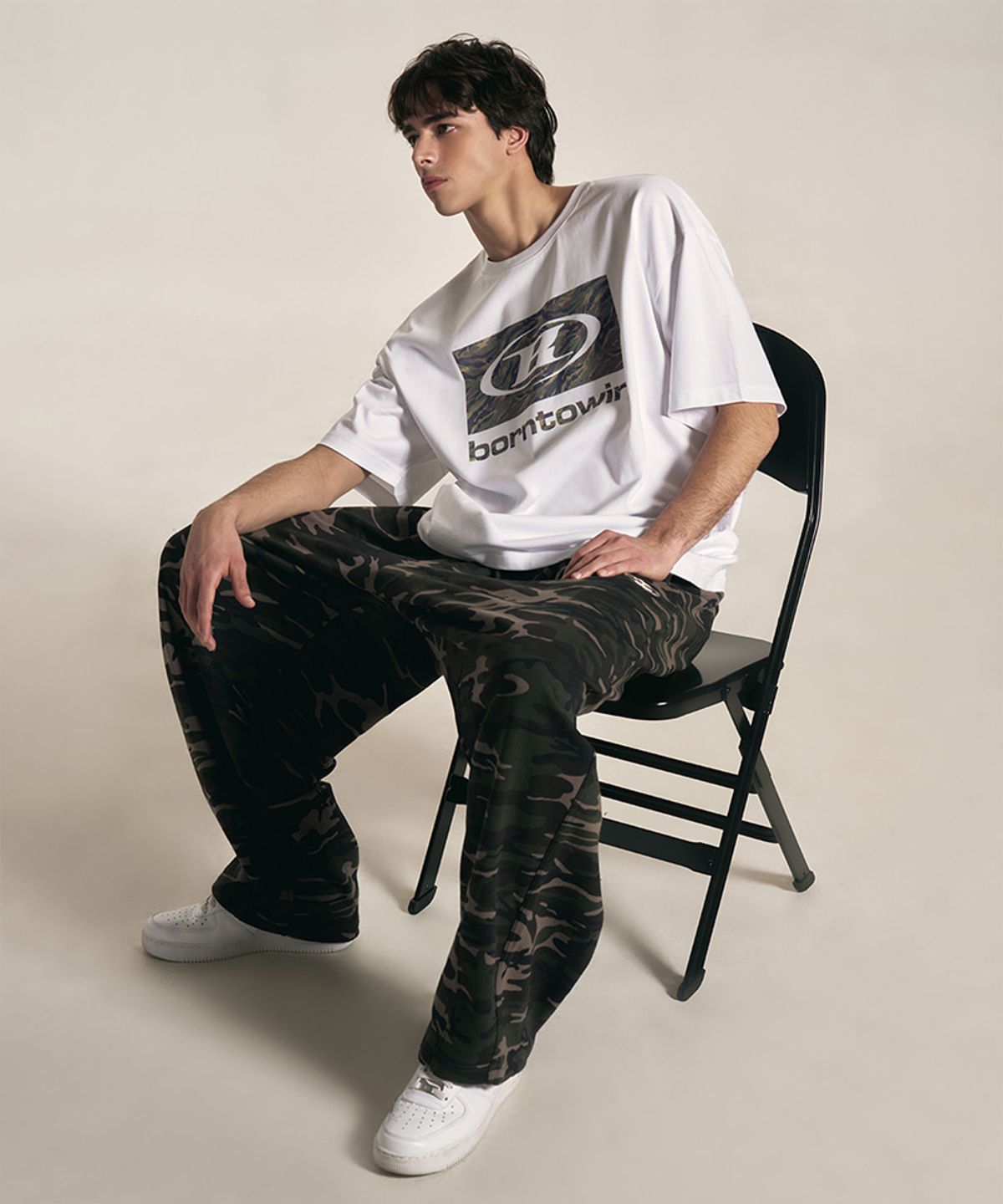 본투윈(BORN TO WIN) CAMO BOX LOGO T-SHIRTS [WHITE]