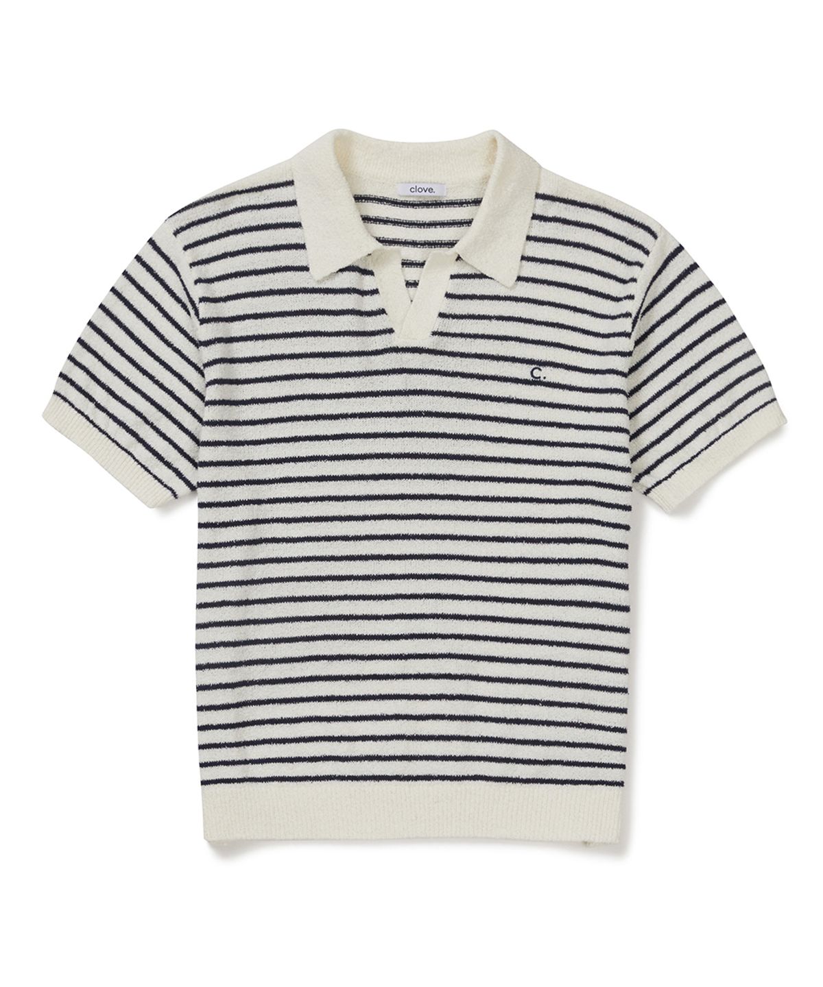 클로브(CLOVE) [26SM clove] Stripe Boucle Collar Knit_Men (Ivory)