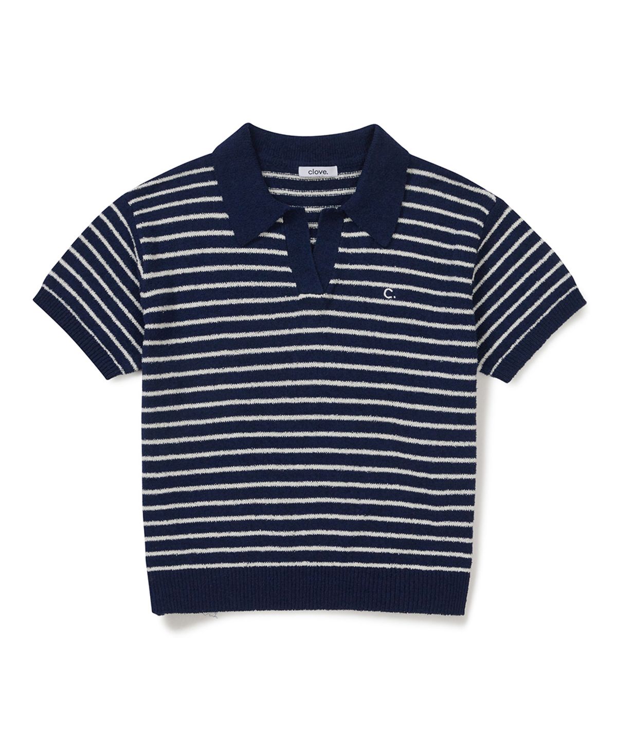 클로브(CLOVE) [26SM clove] Stripe Boucle Collar Knit (Navy)