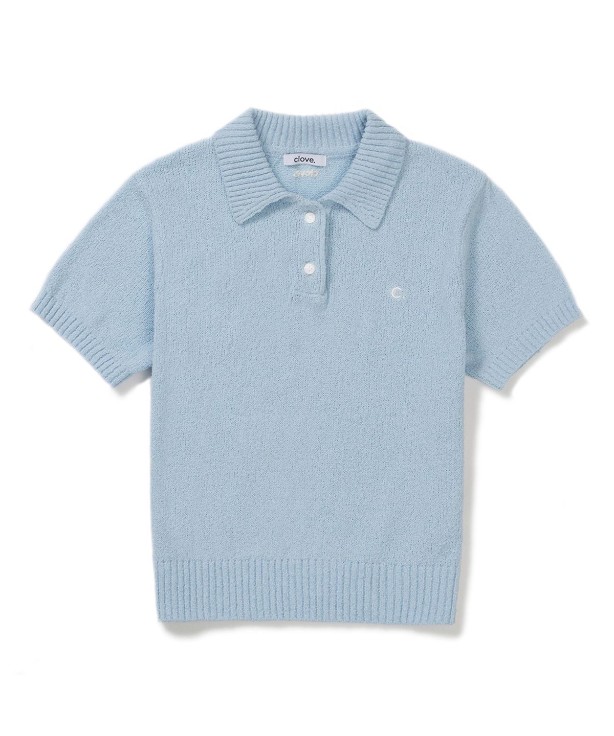 클로브(CLOVE) [26SM clove] Boucle Open Collar Knit (Light Blue)