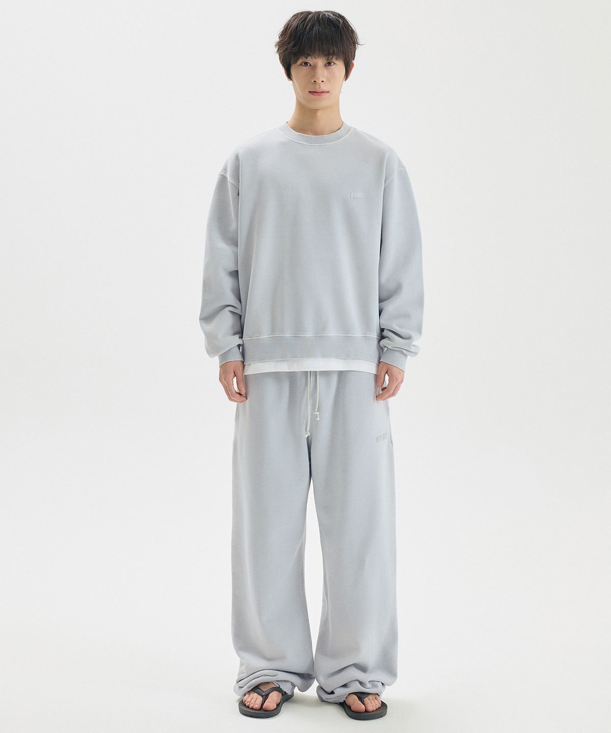 마티레(MTTIRÉ) ME WASHED OVERLAY SWEATSHIRT / LIGHT GRAY