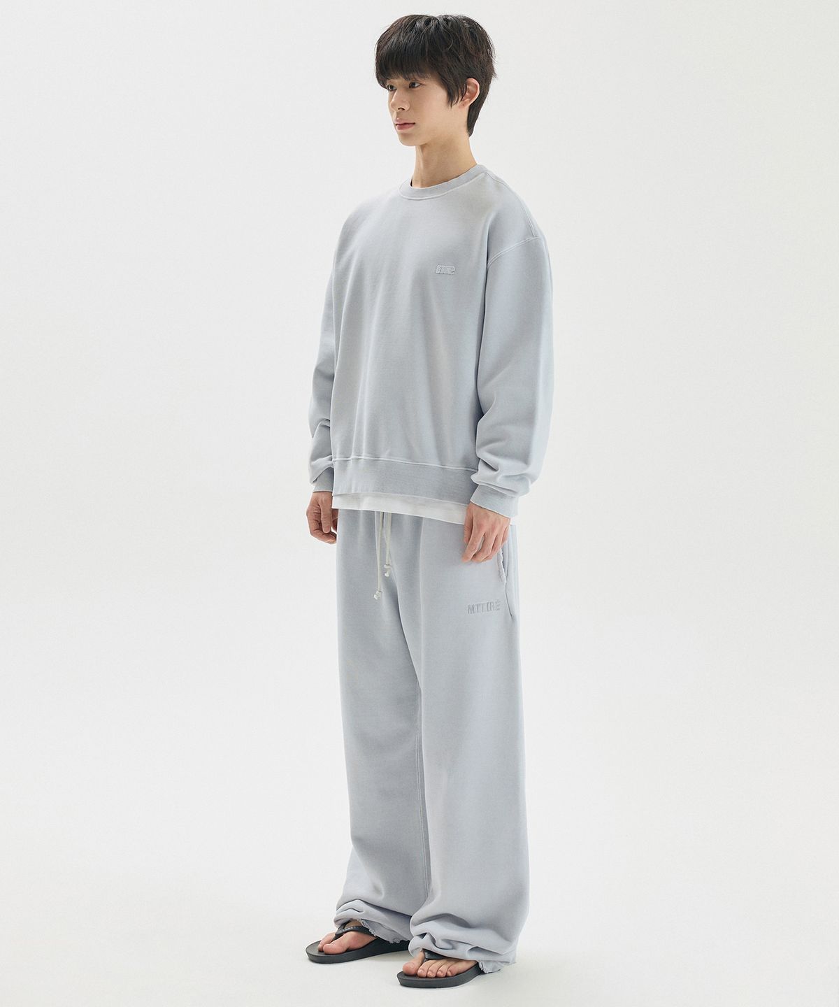 마티레(MTTIRÉ) ME WASHED OVERLAY SWEATSHIRT / LIGHT GRAY