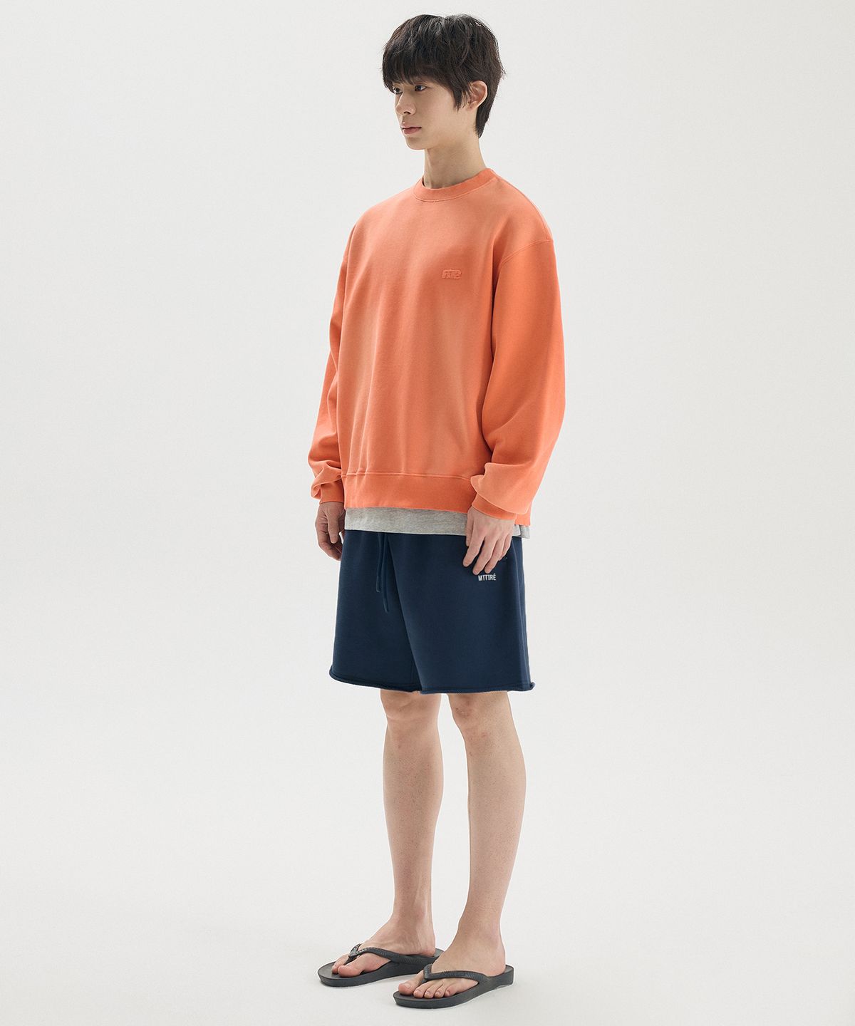 마티레(MTTIRÉ) ME WASHED OVERLAY SWEATSHIRT / ORANGE