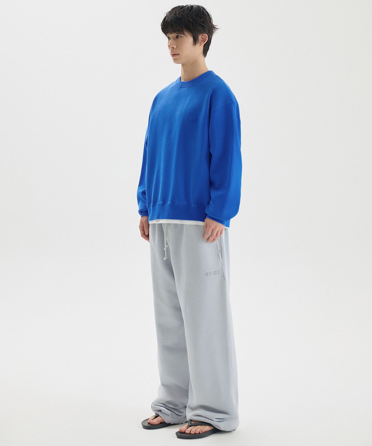 마티레(MTTIRÉ) ME WASHED OVERLAY SWEATSHIRT / BLUE