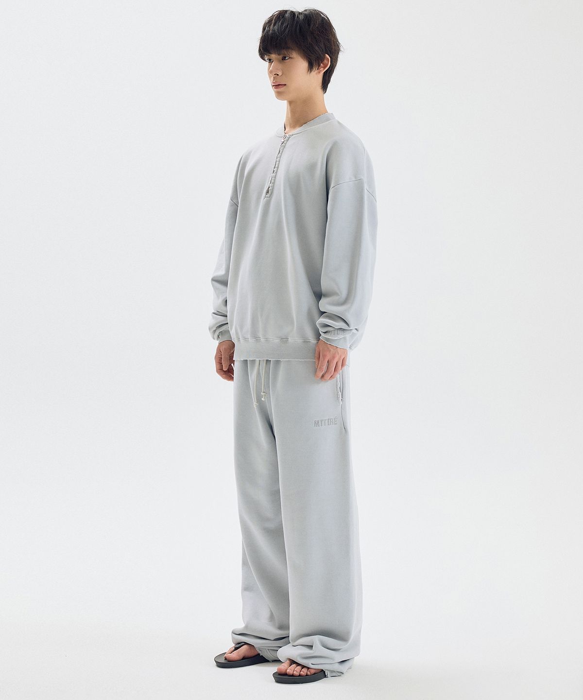 마티레(MTTIRÉ) VTG WASHED HALF ZIP SWEATSHIRT / LIGHT GRAY