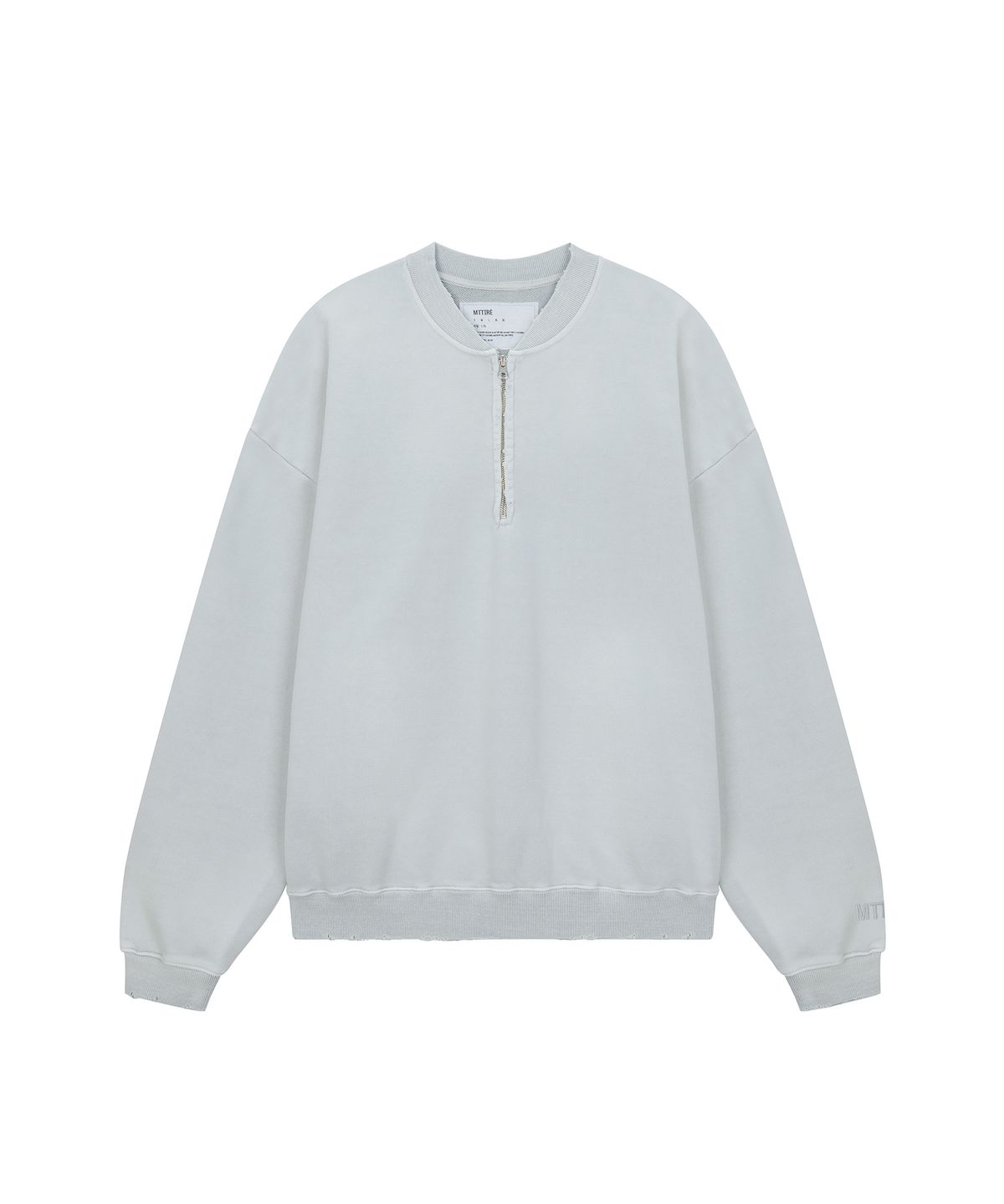 마티레(MTTIRÉ) VTG WASHED HALF ZIP SWEATSHIRT / LIGHT GRAY