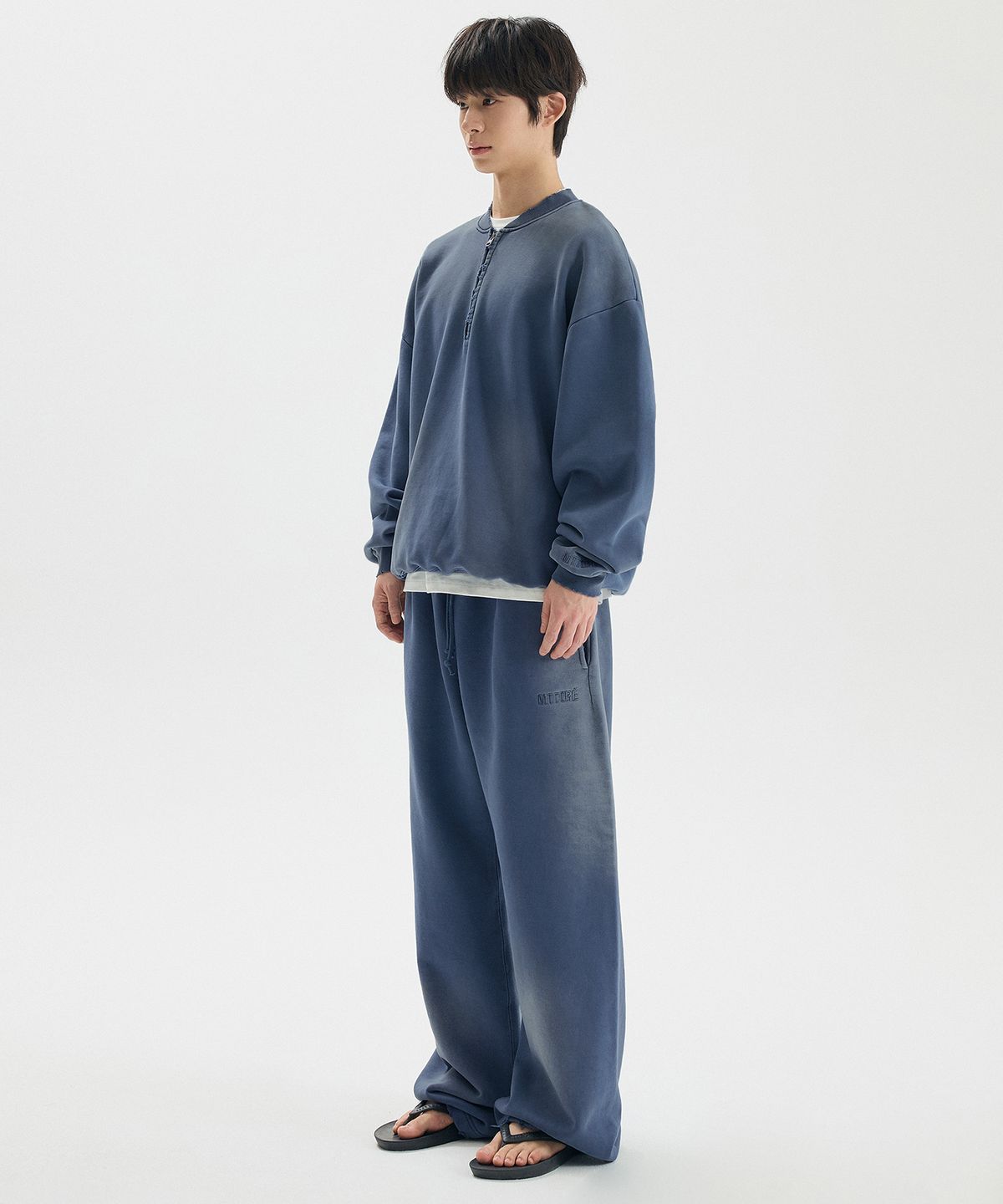 마티레(MTTIRÉ) VTG WASHED HALF ZIP SWEATSHIRT / NAVY