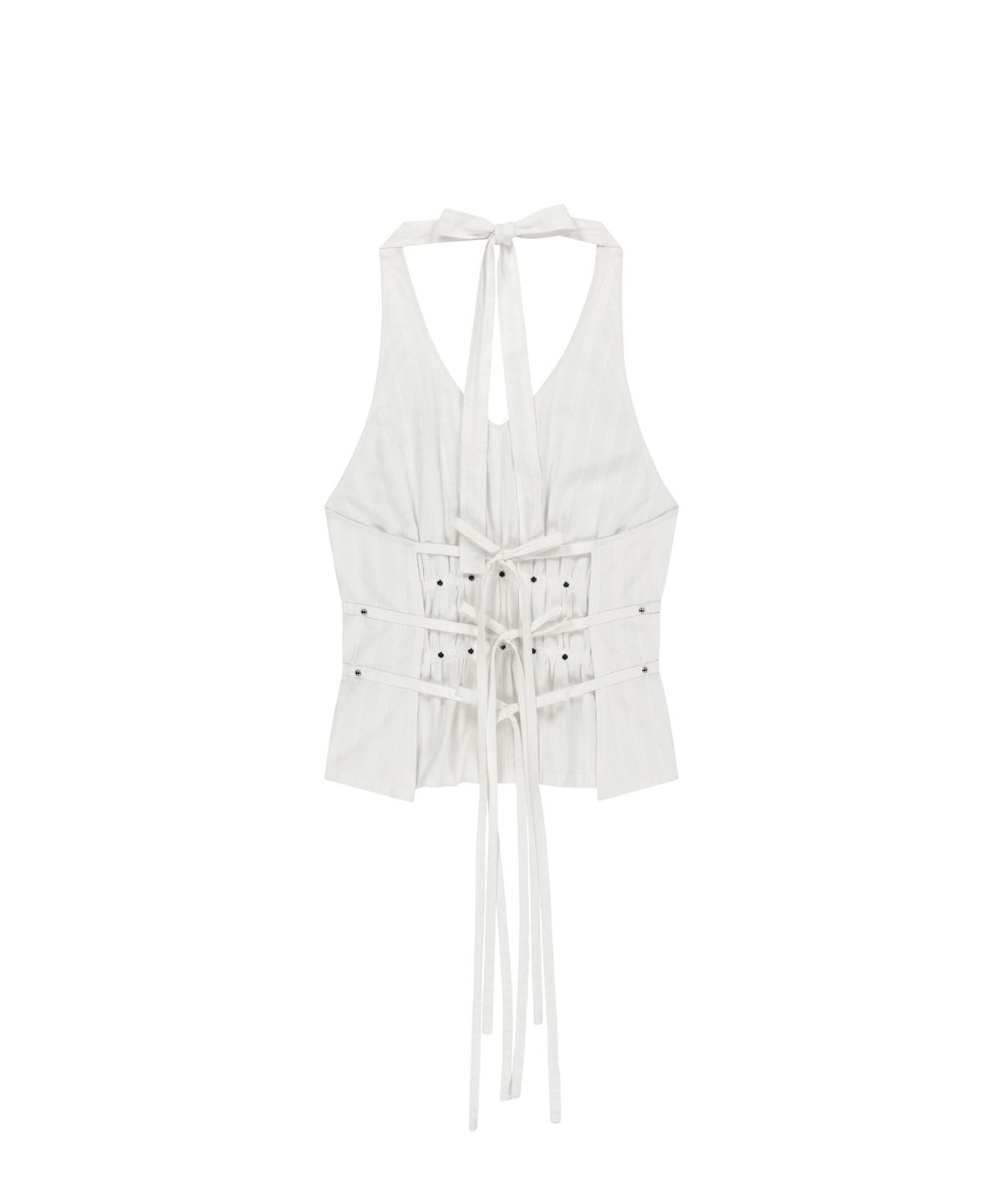 마뗑킴(MATIN KIM) HALTER NECK SHIRRING BLOUSE IN WHITE