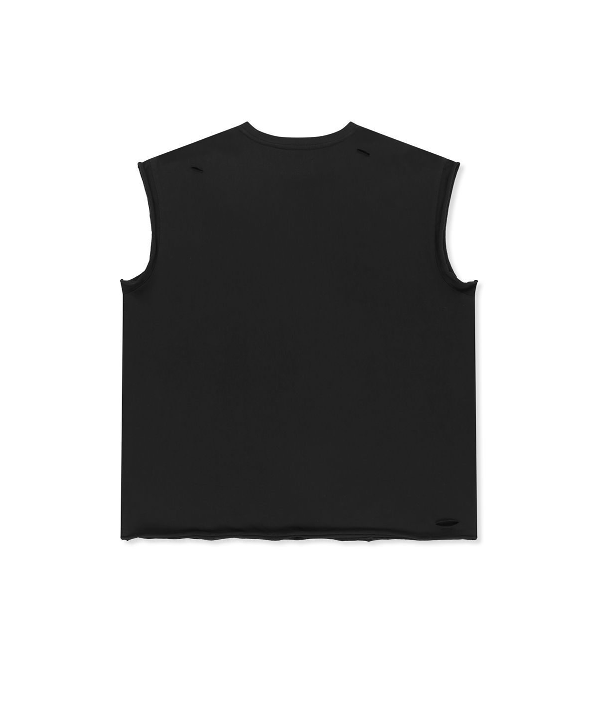 마뗑킴(MATIN KIM) RAW EDGE CUT OUT SLEEVELESS TOP FOR MEN IN BLACK
