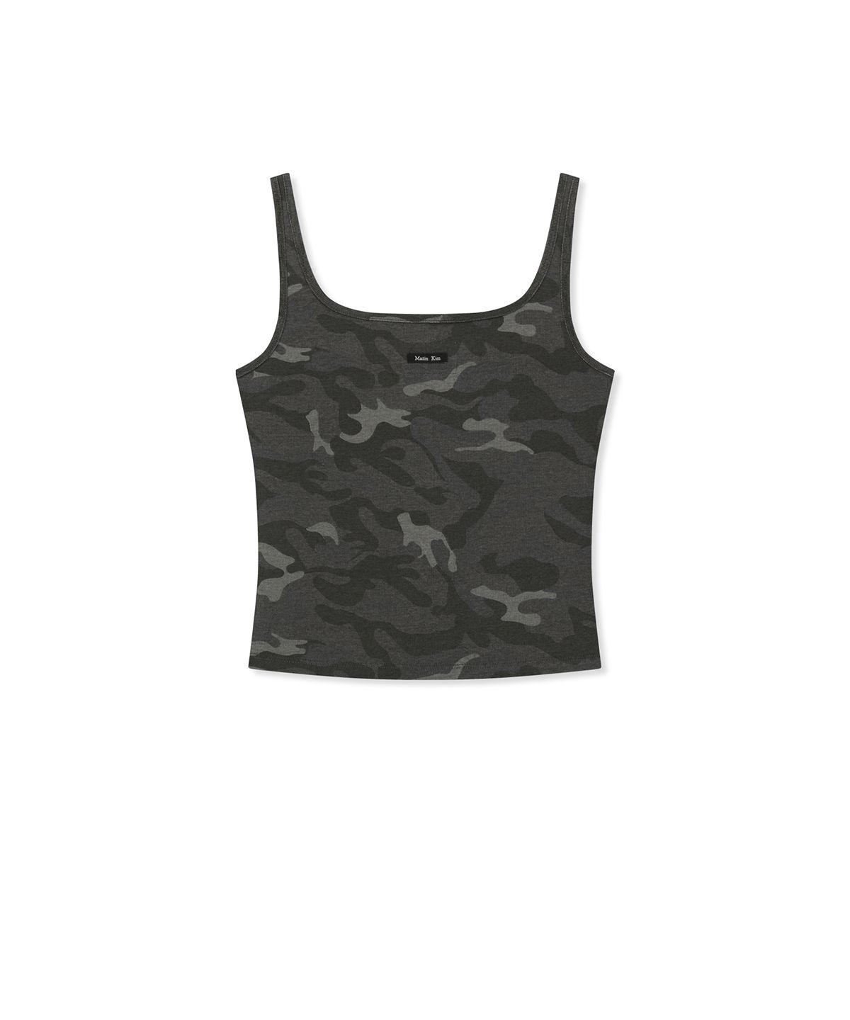 마뗑킴(MATIN KIM) SQUARE NECK CROPPED TANK TOP IN CHARCOAL