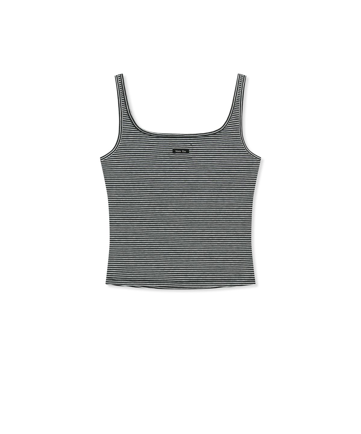 마뗑킴(MATIN KIM) SQUARE NECK CROPPED TANK TOP IN BLACK