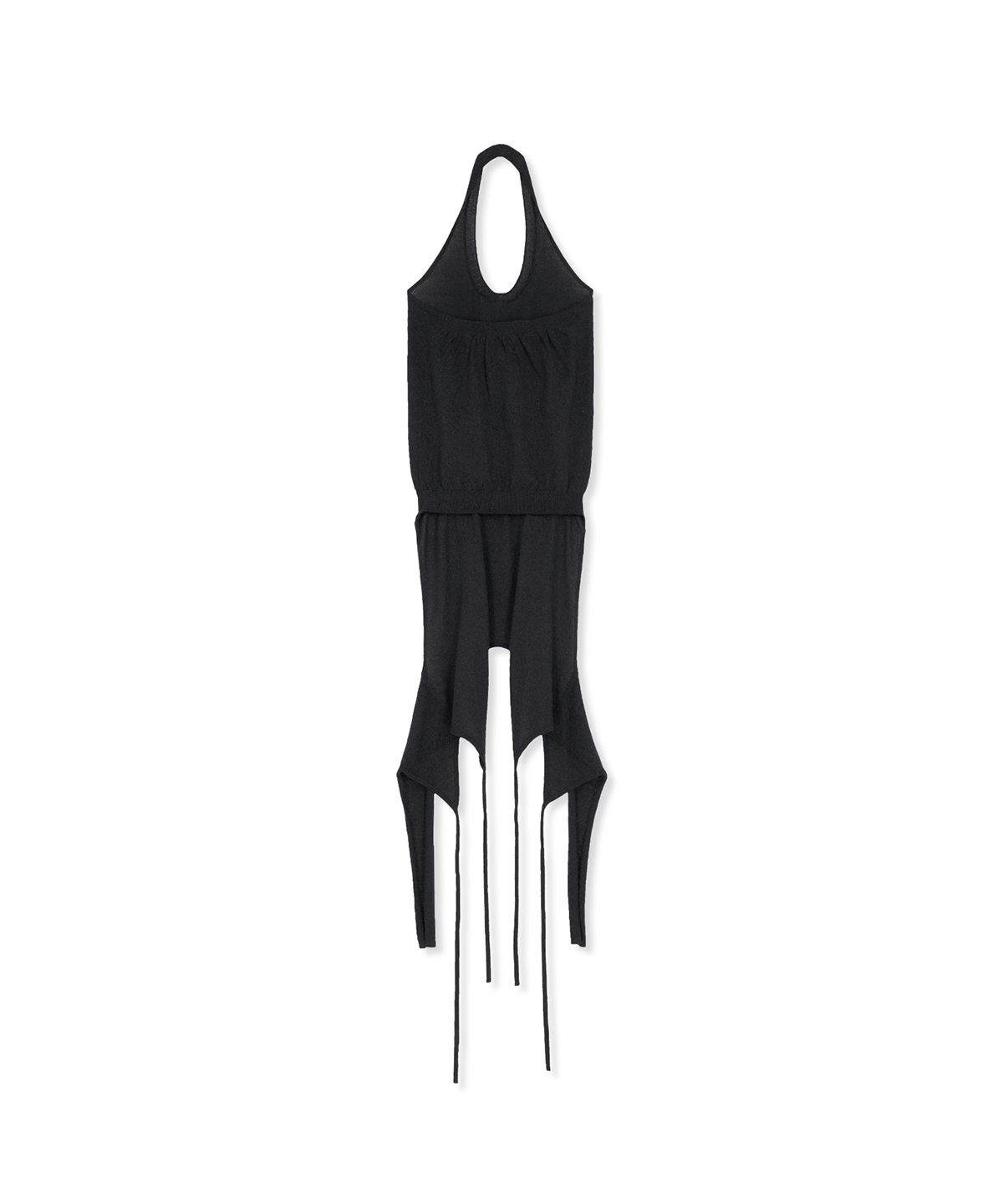 마뗑킴(MATIN KIM) LAYERED TIE HALTER NECK KNIT TOP IN BLACK