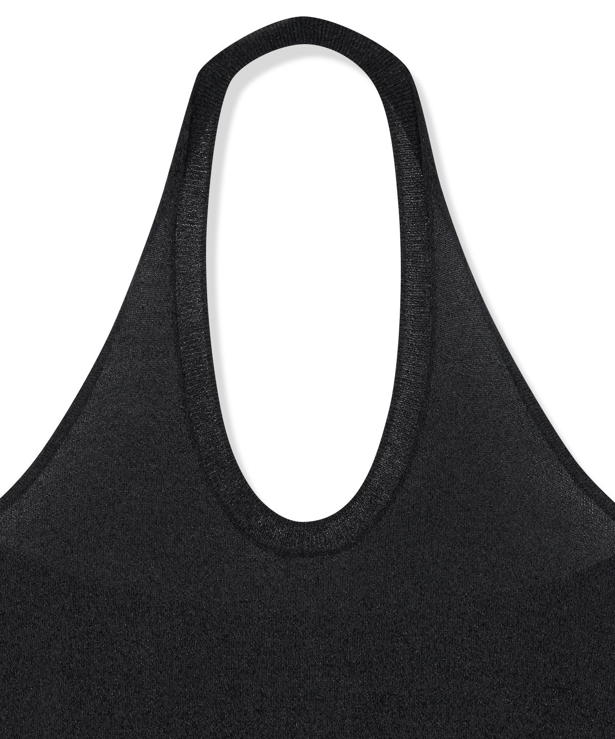 마뗑킴(MATIN KIM) LAYERED TIE HALTER NECK KNIT TOP IN BLACK