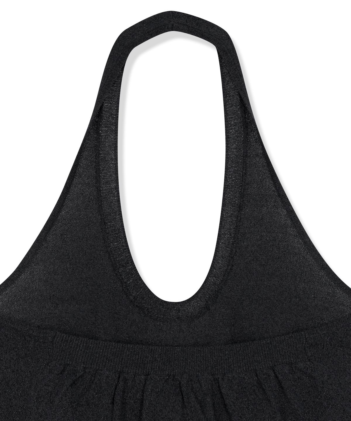 마뗑킴(MATIN KIM) LAYERED TIE HALTER NECK KNIT TOP IN BLACK