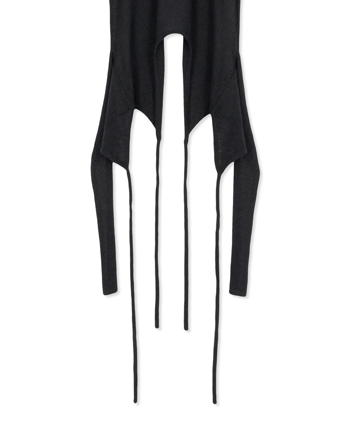 마뗑킴(MATIN KIM) LAYERED TIE HALTER NECK KNIT TOP IN BLACK