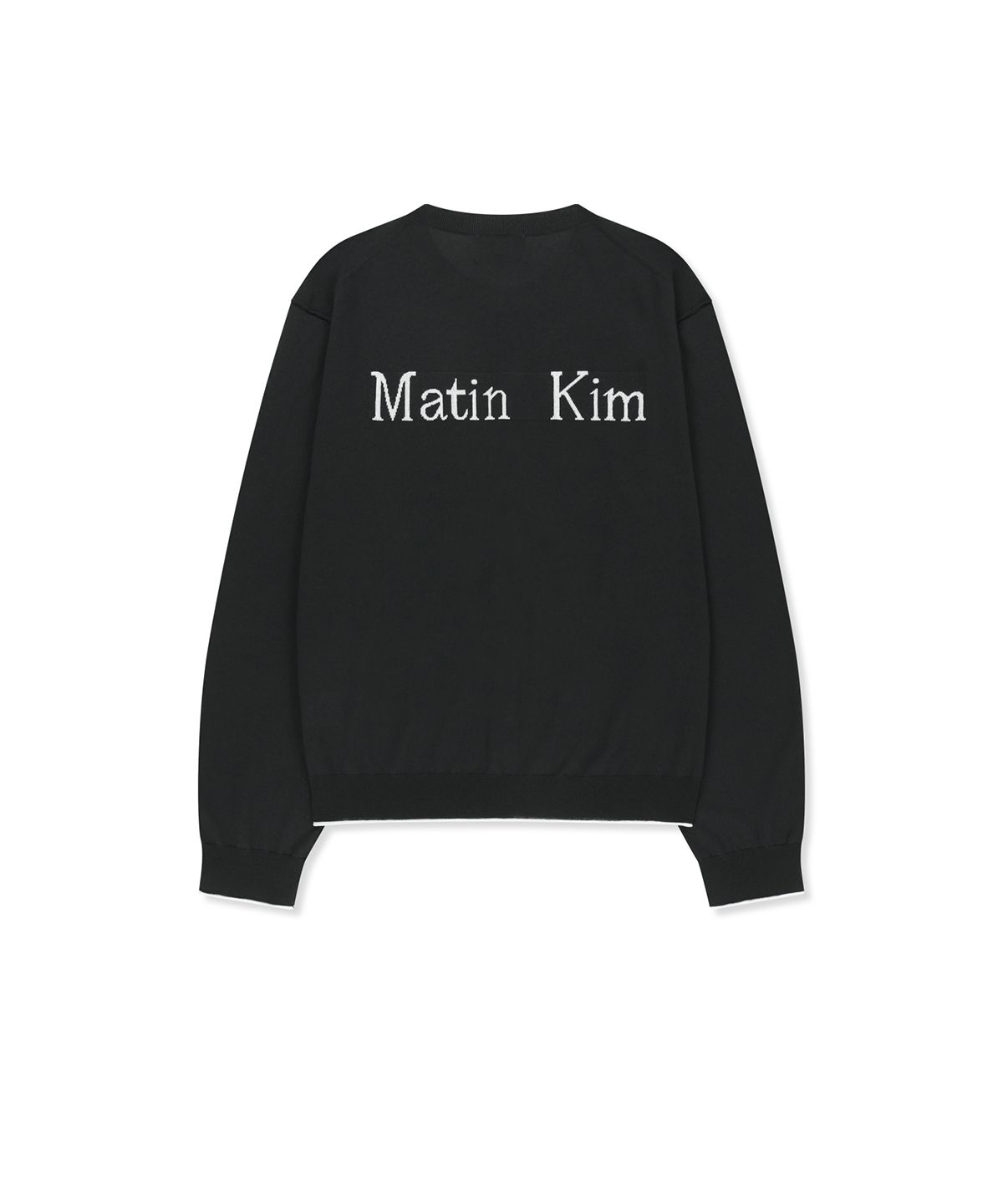 마뗑킴(MATIN KIM) BACK LOGO SHEER CARDIGAN FOR MEN IN BLACK