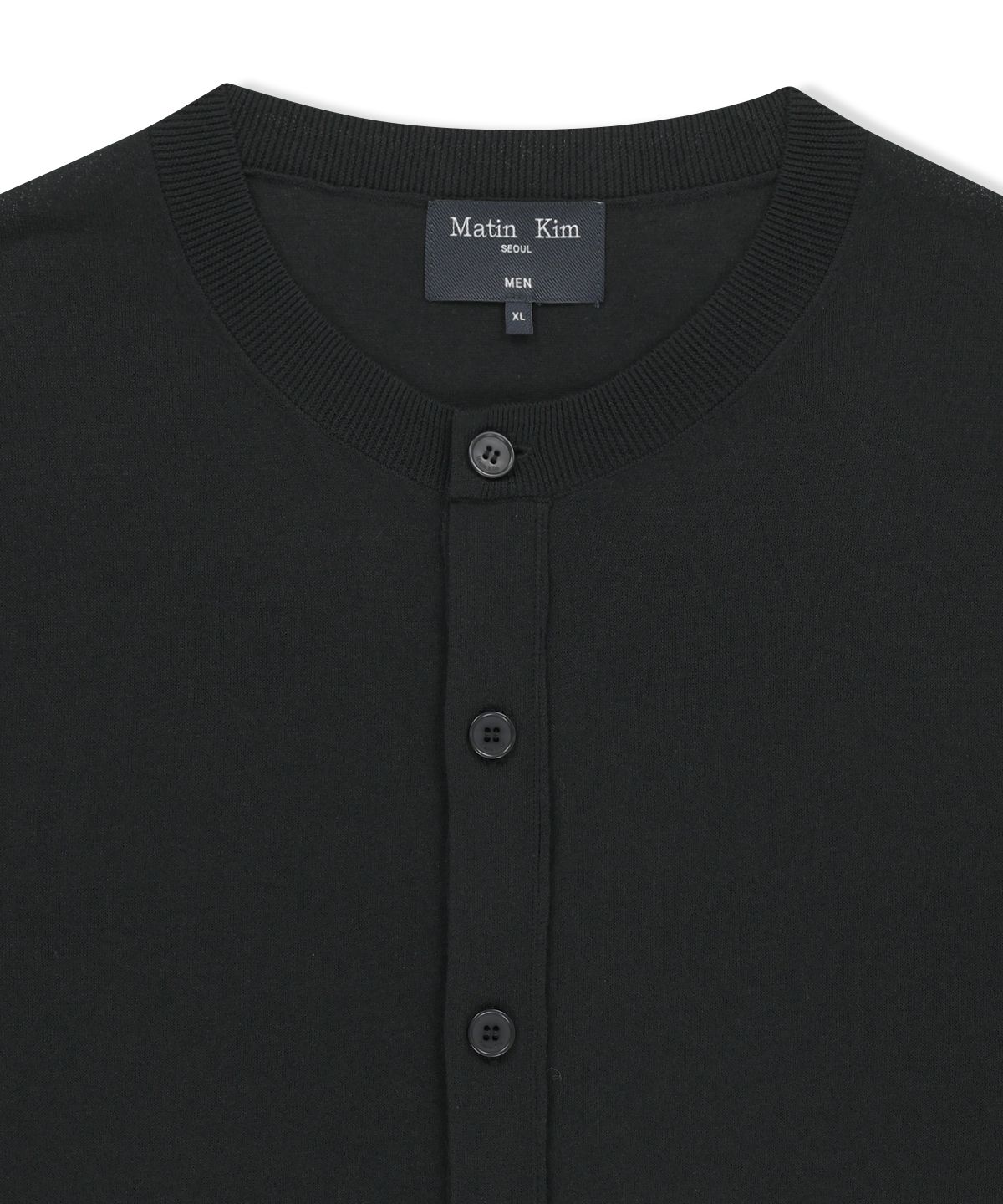 마뗑킴(MATIN KIM) BACK LOGO SHEER CARDIGAN FOR MEN IN BLACK