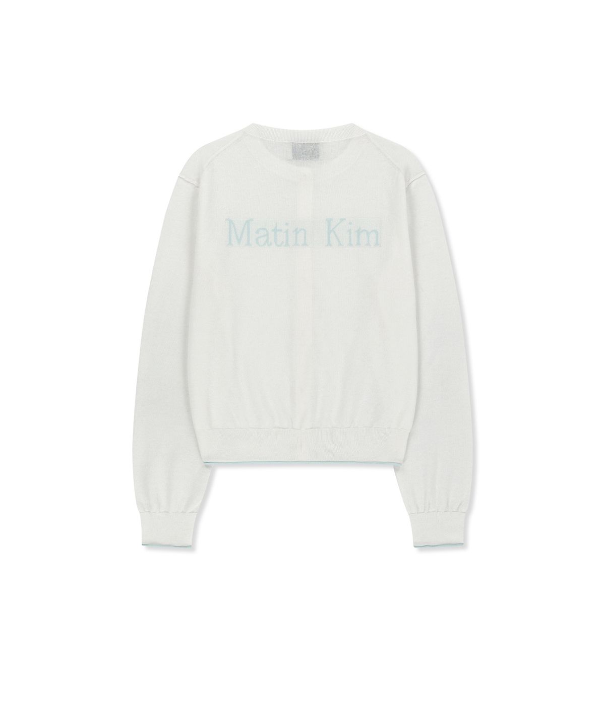마뗑킴(MATIN KIM) BACK LOGO SHEER CARDIGAN FOR WOMEN IN WHITE