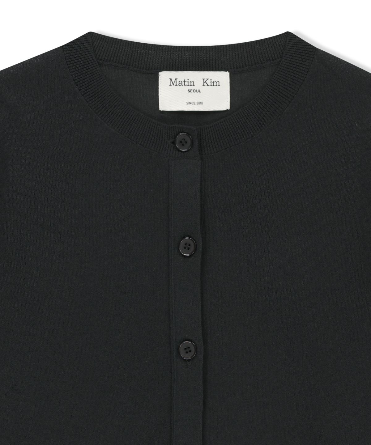 마뗑킴(MATIN KIM) BACK LOGO SHEER CARDIGAN FOR WOMEN IN BLACK