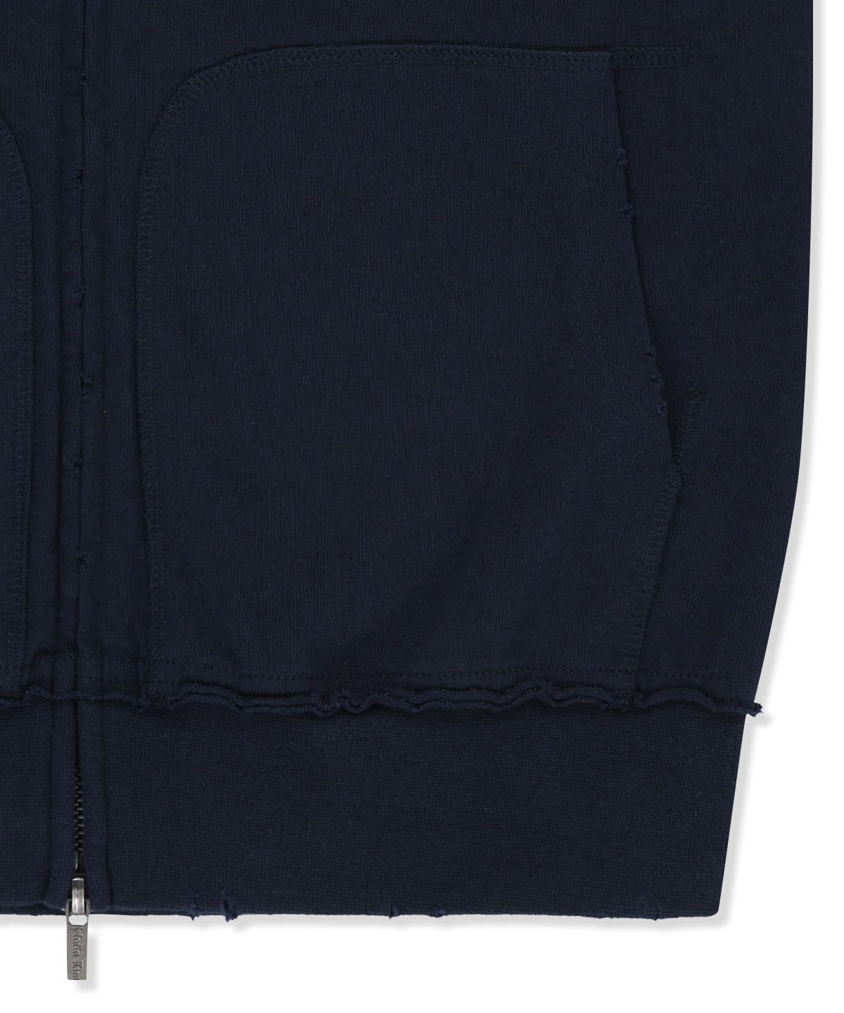 마뗑킴(MATIN KIM) BACK LOGO JERSEY HOOD VEST IN NAVY
