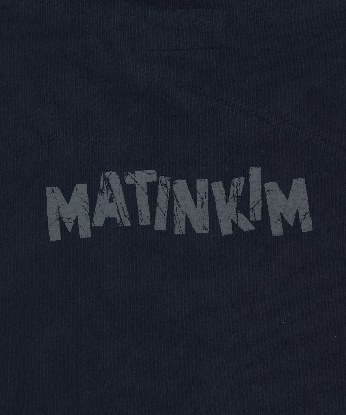 마뗑킴(MATIN KIM) BACK LOGO JERSEY HOOD VEST IN NAVY