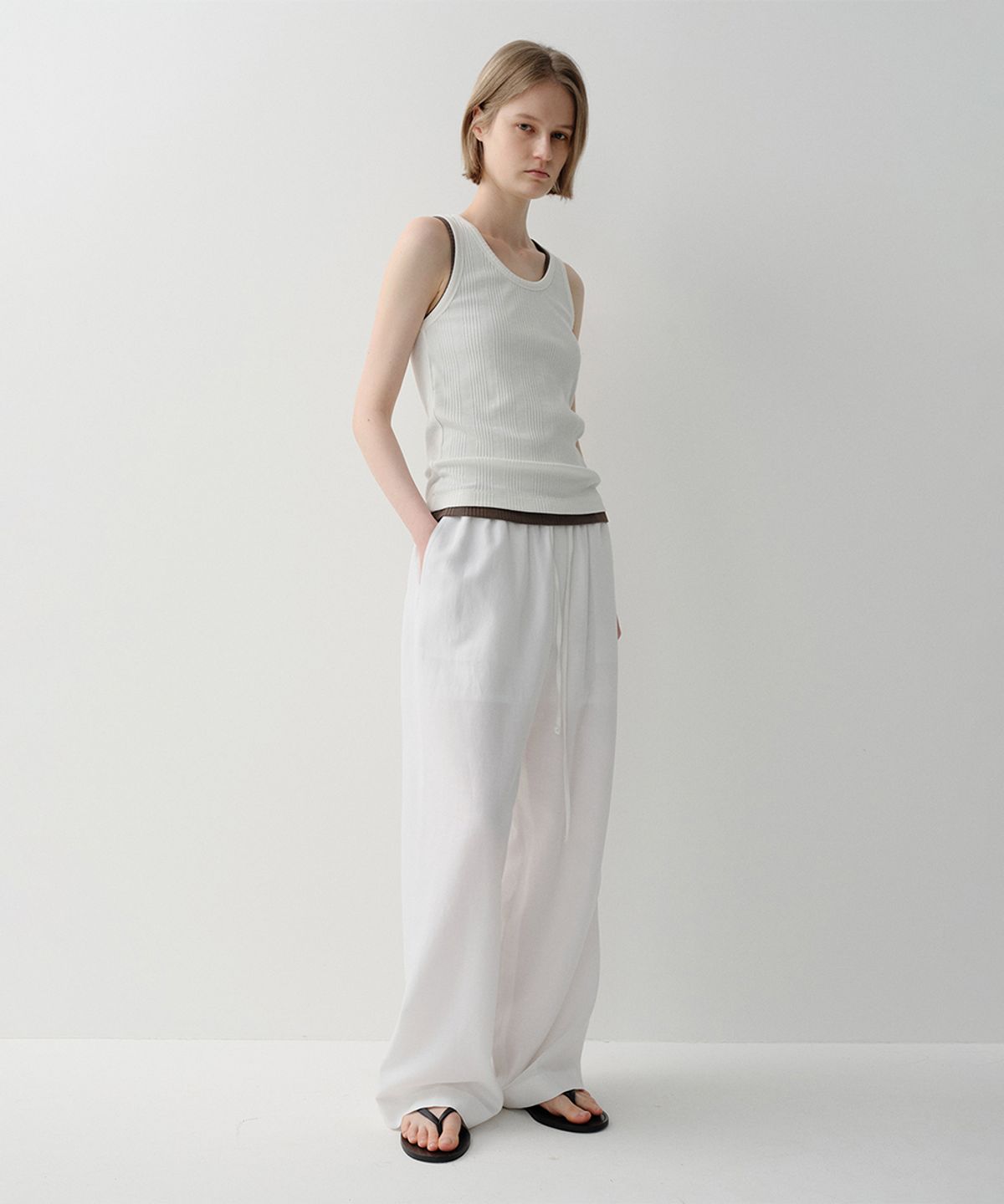 이아(EAAH) LINEN STRING PANTS (WHITE)