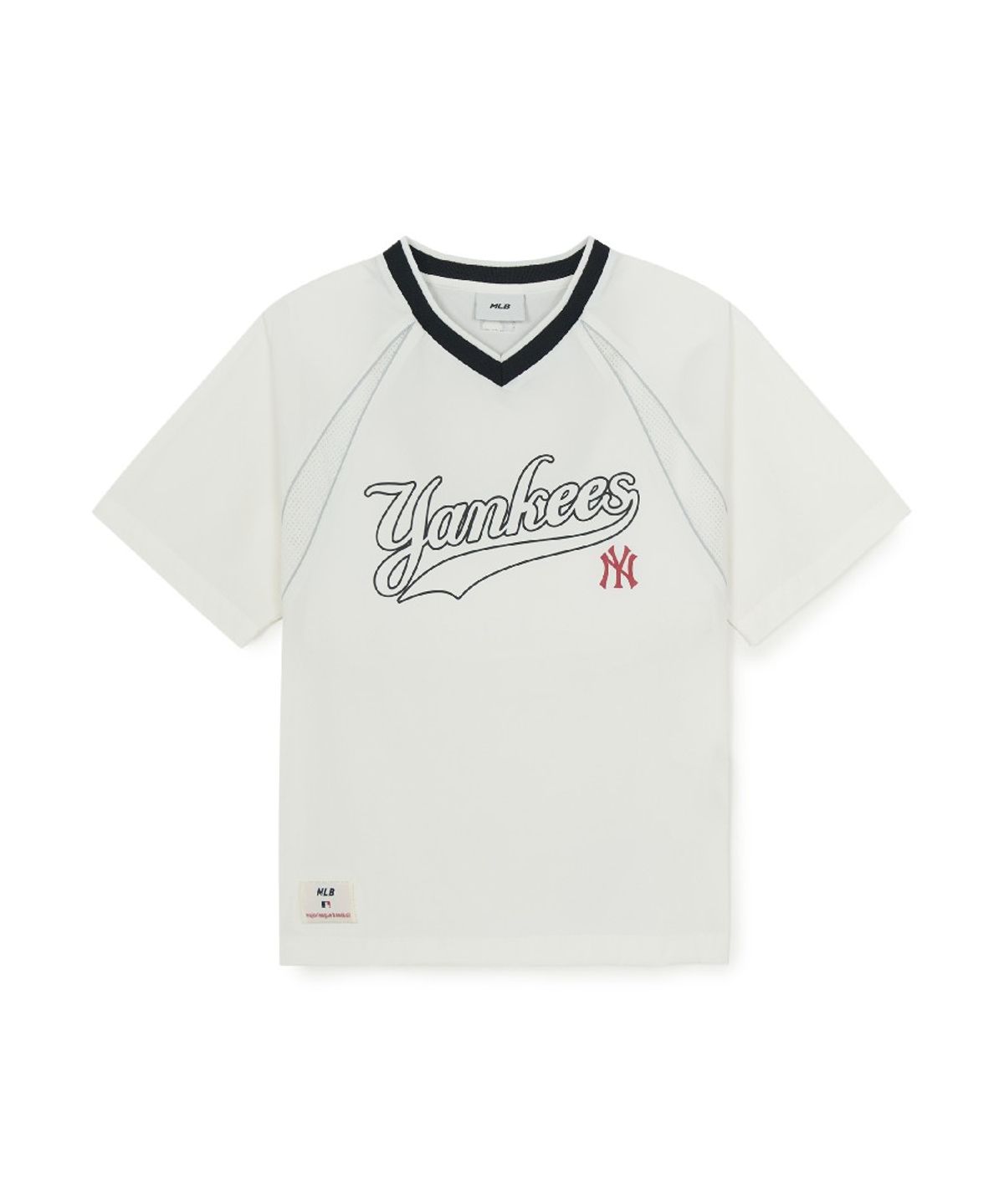 엠엘비 키즈(MLB KIDS) 스포티브 바시티 우븐 메쉬 배색 티셔츠 NY (White)