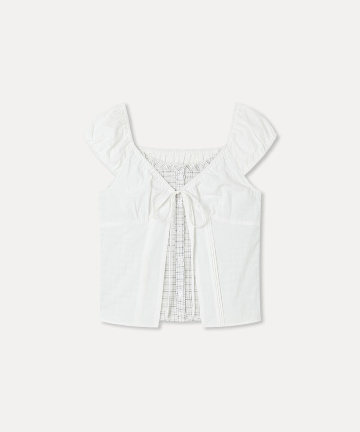 미쏘(MIXXO) 배색 레이어드 블라우스_MIWBWG609G