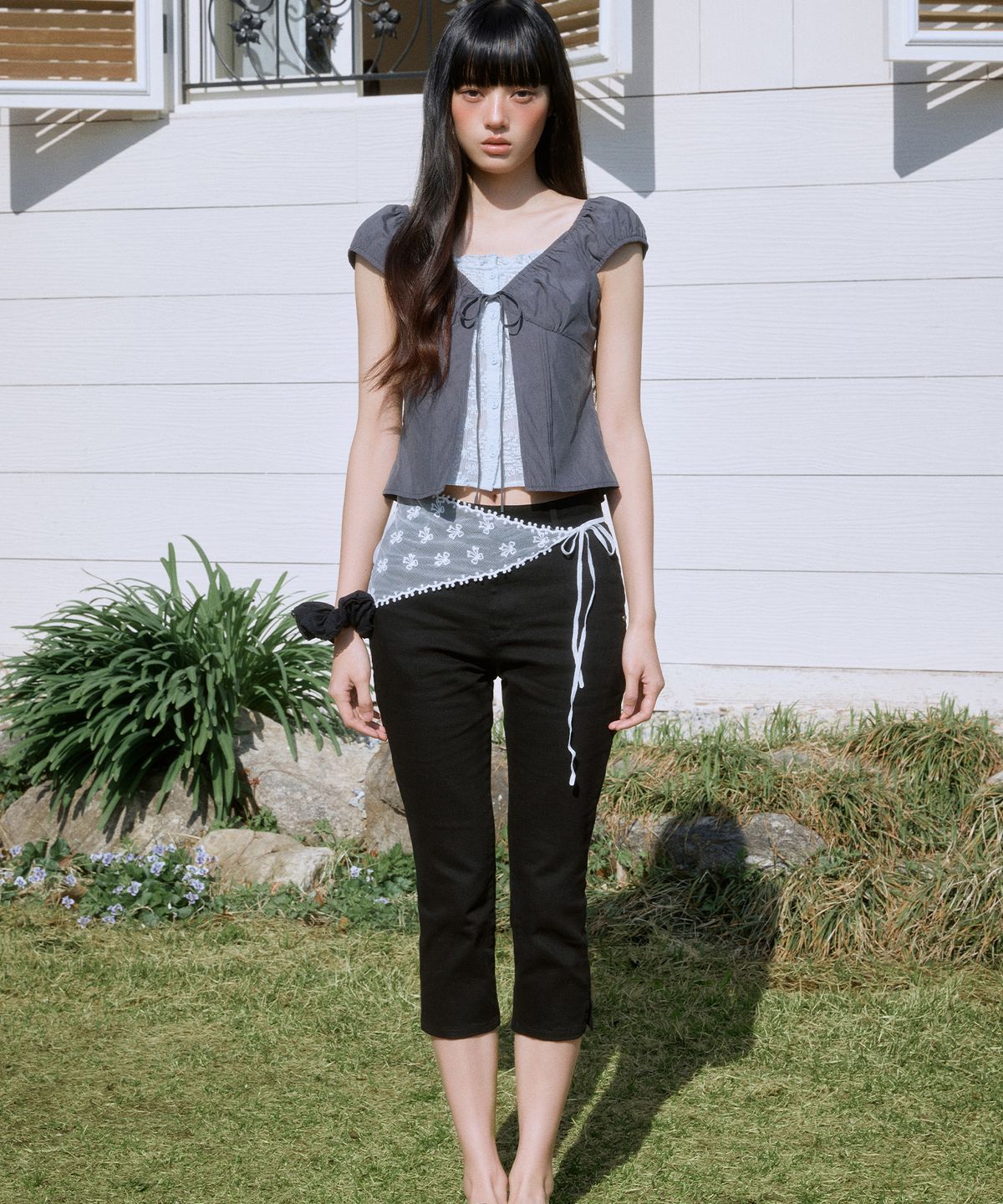 미쏘(MIXXO) 배색 레이어드 블라우스_MIWBWG609G