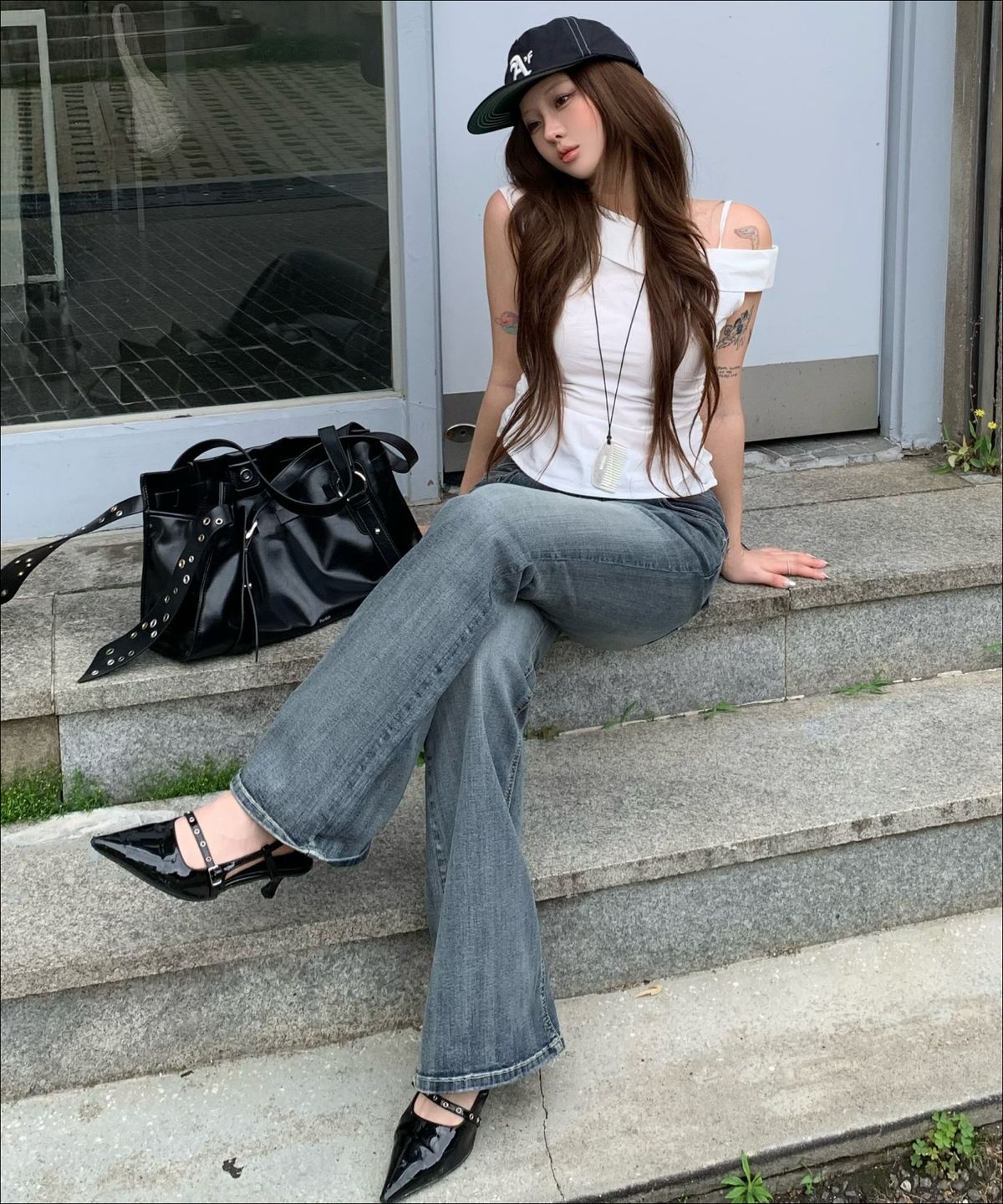 미쏘(MIXXO) 원숄더 블라우스_MIWBWG619G